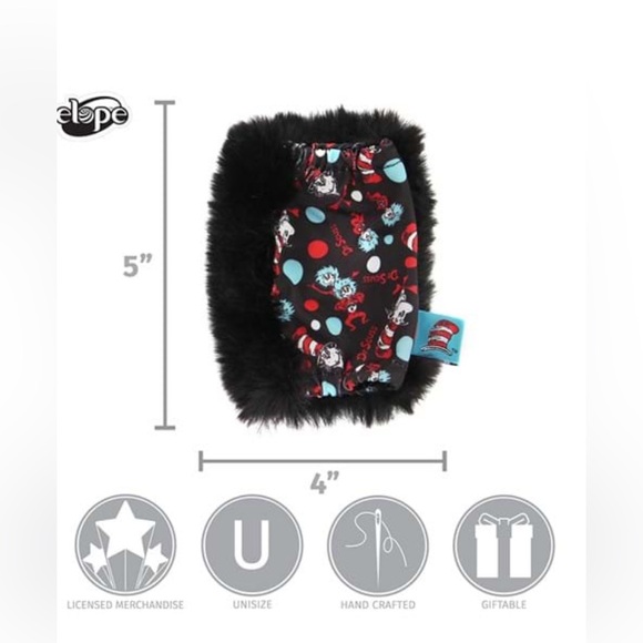 NWT [Elope] Dr. Seuss The Cat in the Hat Fingerless Faux Fur Glove Paws One Size - Picture 6 of 13